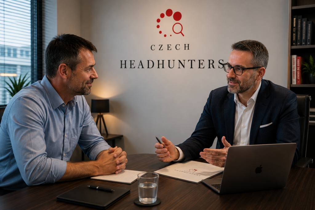 Majitel Miloš při konzultaci o řízení a dalším růstu firmy